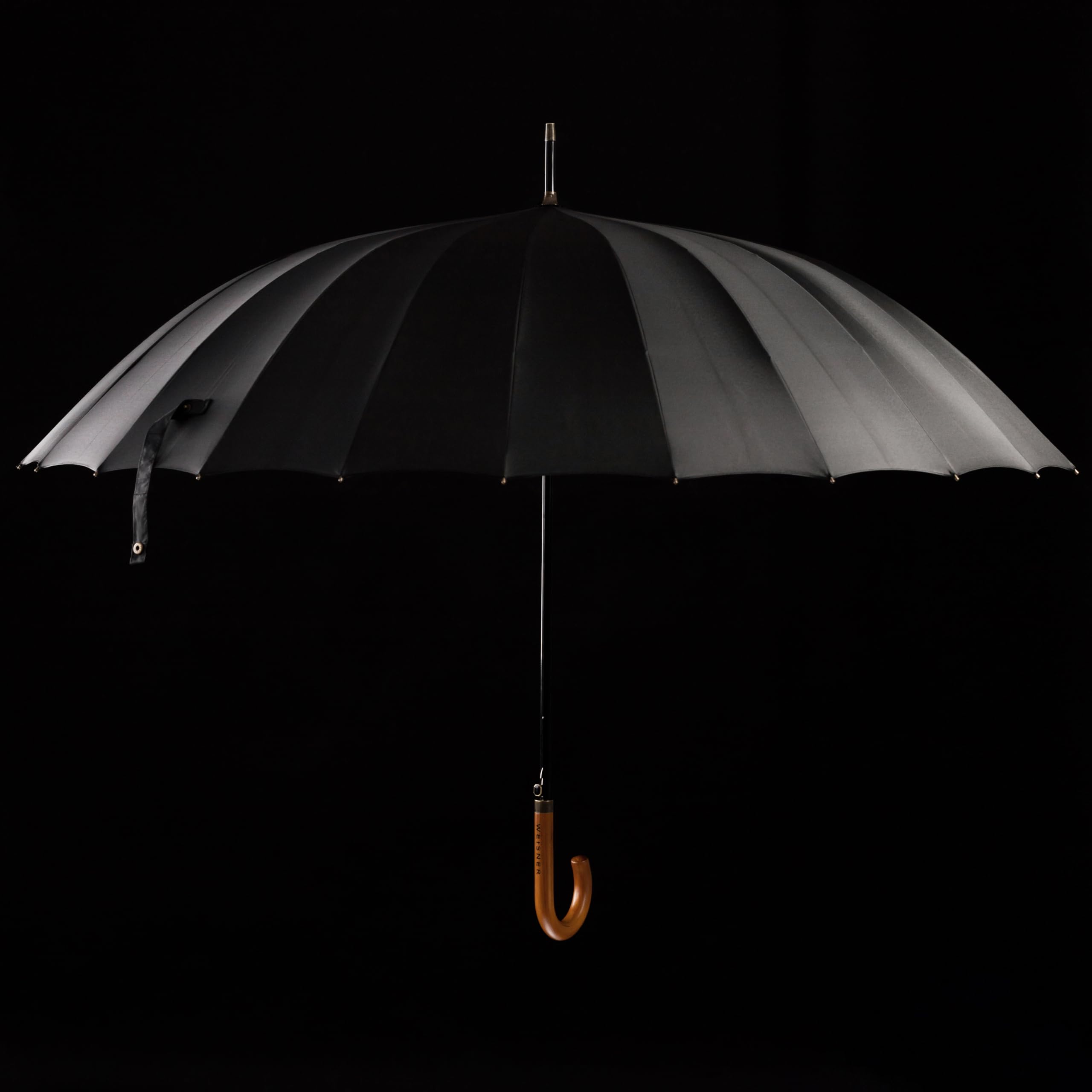 WEISNER CAPITOL Stockschirm Automatik – Regenschirm für 2 Personen – Ø120 cm, 16 FlexiGlass-Streben, Holzgriff, Teflonbeschichtet, Windschutzsystem, mit elegantem Etui