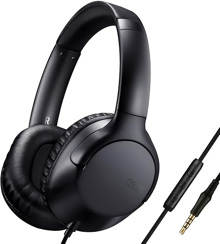 noot products A319 - Auriculares con cable sobre la oreja con control de volumen, micrófono, diadema ajustable y auriculares Audiojack de 0.138 in