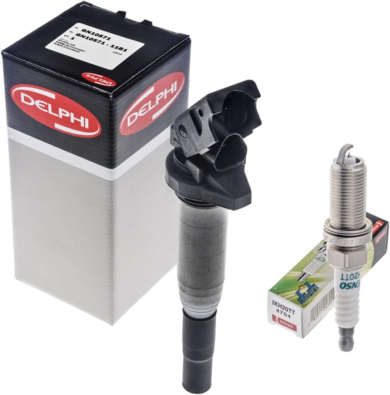 1 OEM GN10571 Ignition Coil + 1 4704 Iridium TT Spark Plug