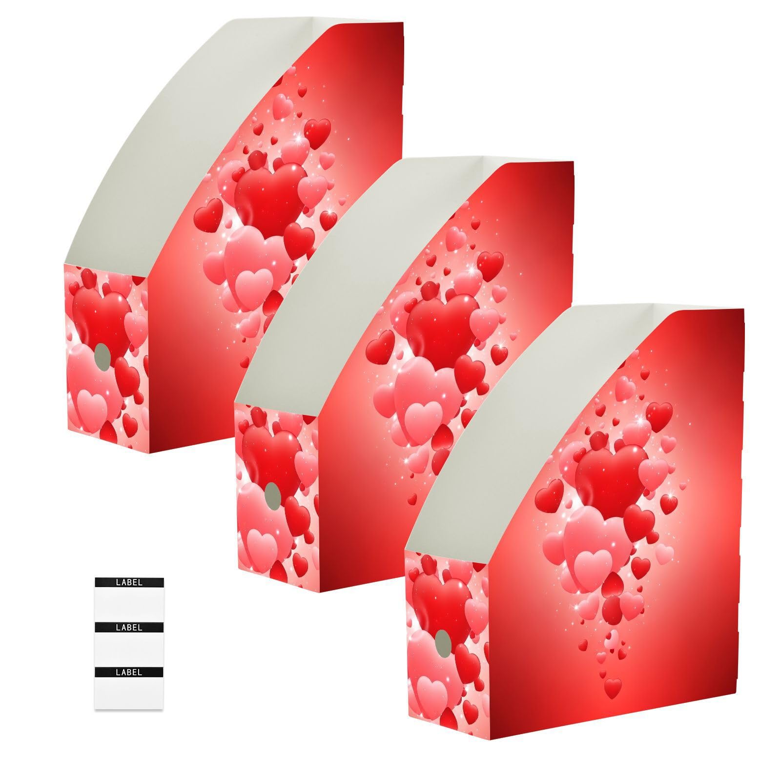 Cartone animato pieghevole cuore rosso File Organizer per scrivania