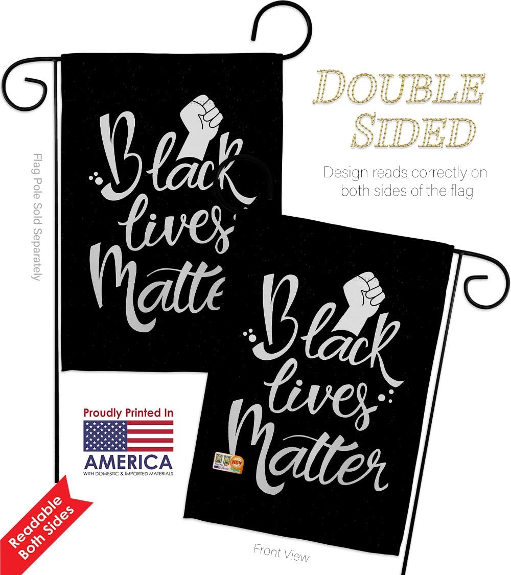Black Lives Matter BLM Solidarity Garden Flag 2pcs Pack Support Cause Anti Racism Revolution Movement Equality Social House Decoration Banner Small Yard Gift Double-Sided, 13"x 18.5", Thick Fabric