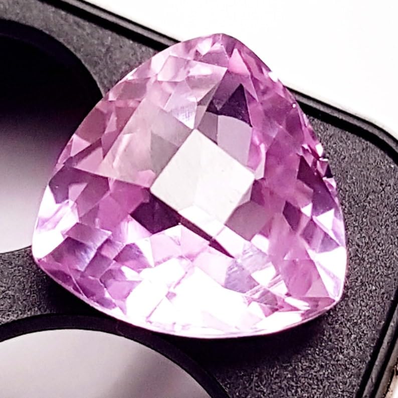 Saphir rose naturel 13mm gemme trillion facettes pour bague pendentif collier - 2