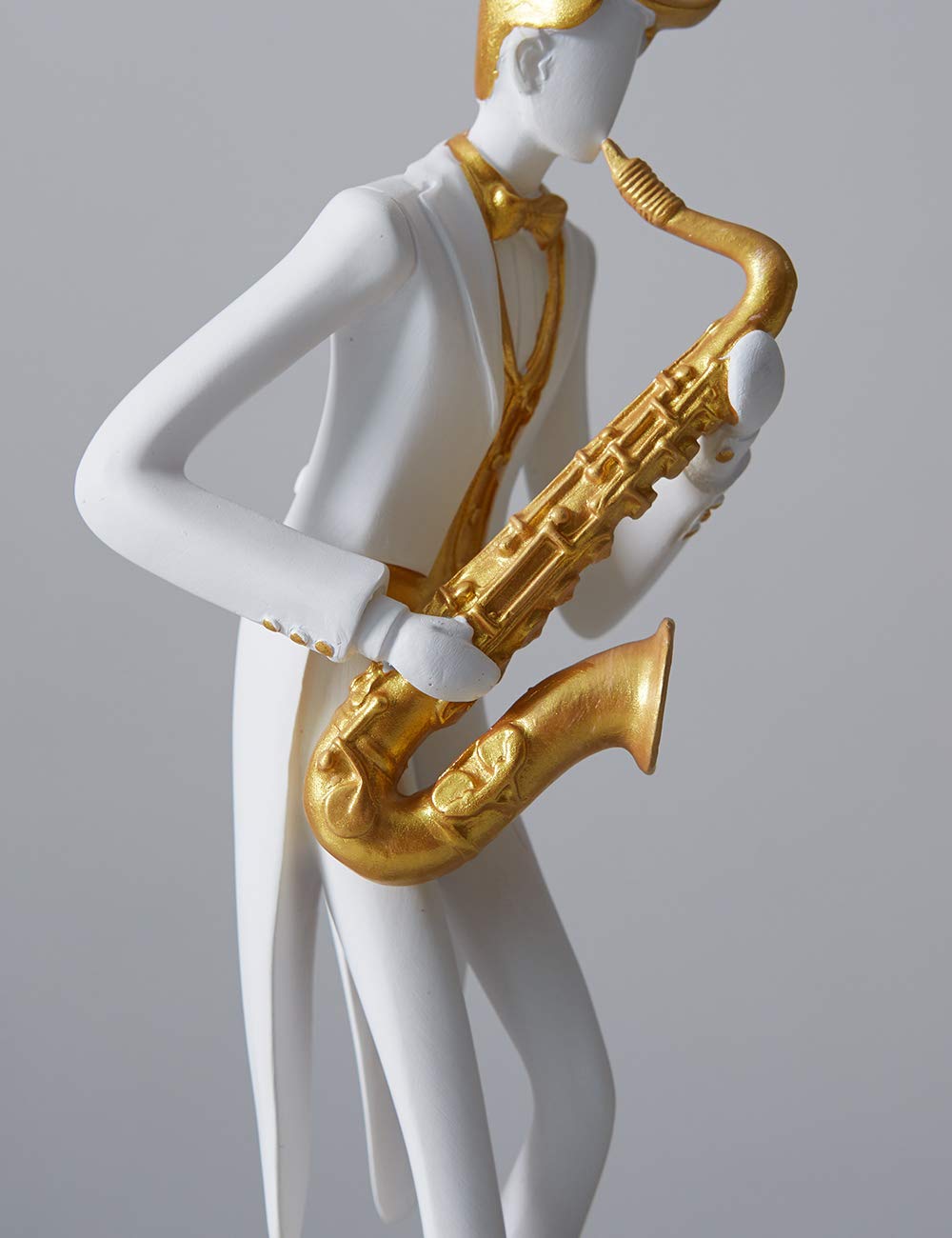 HAUCOZE Statua Musicista Sassofono Scultura Figurina Moderna Decorazione Pianoforte Arte Musica Regalo per Casa Soggiorno Ufficio Resina 26cm