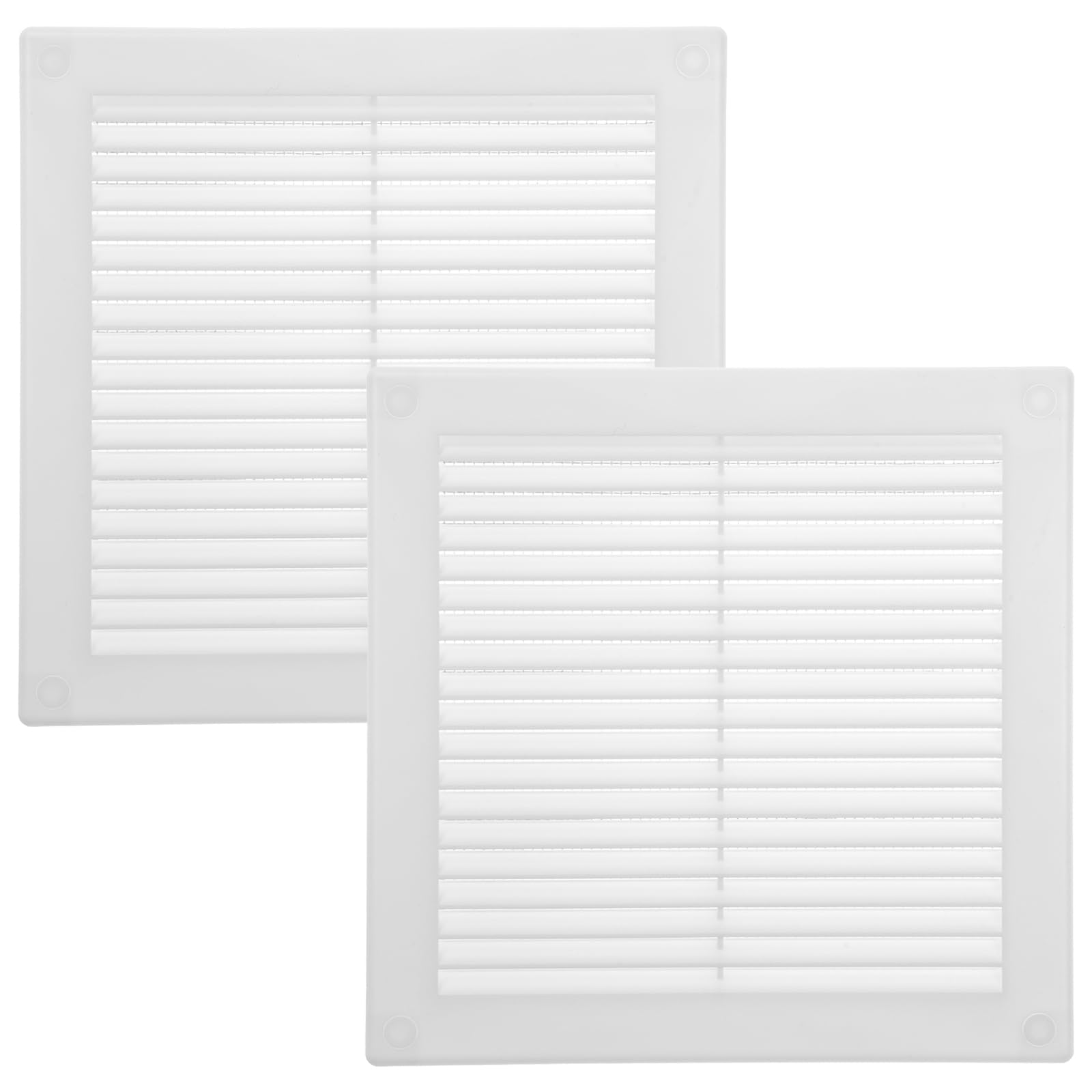 Vent Systems 200 x 200 mm / 8'' x 8'' Inch White Soffit Vent Cover, Pack of 2, Flat Square Air Vent Louver, Grille Cover