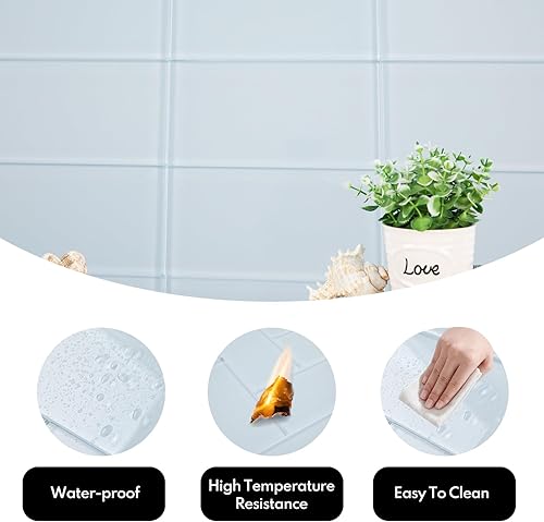 Vista 117 de Lovdeco Azulejo de cristal de metro, 3 x 6 pulgadas, 4 pies cuadrados, vidrio verde azulado oscuro para pared de baño y cocina, paquete de 32