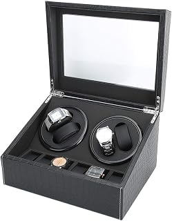 Watch Winder for Automatic Watches, 10 Grid PU Leather Watch Box, Pure Copper Anti-Magnetic Core Wristwatch Mechanical Watch for Lady and Man