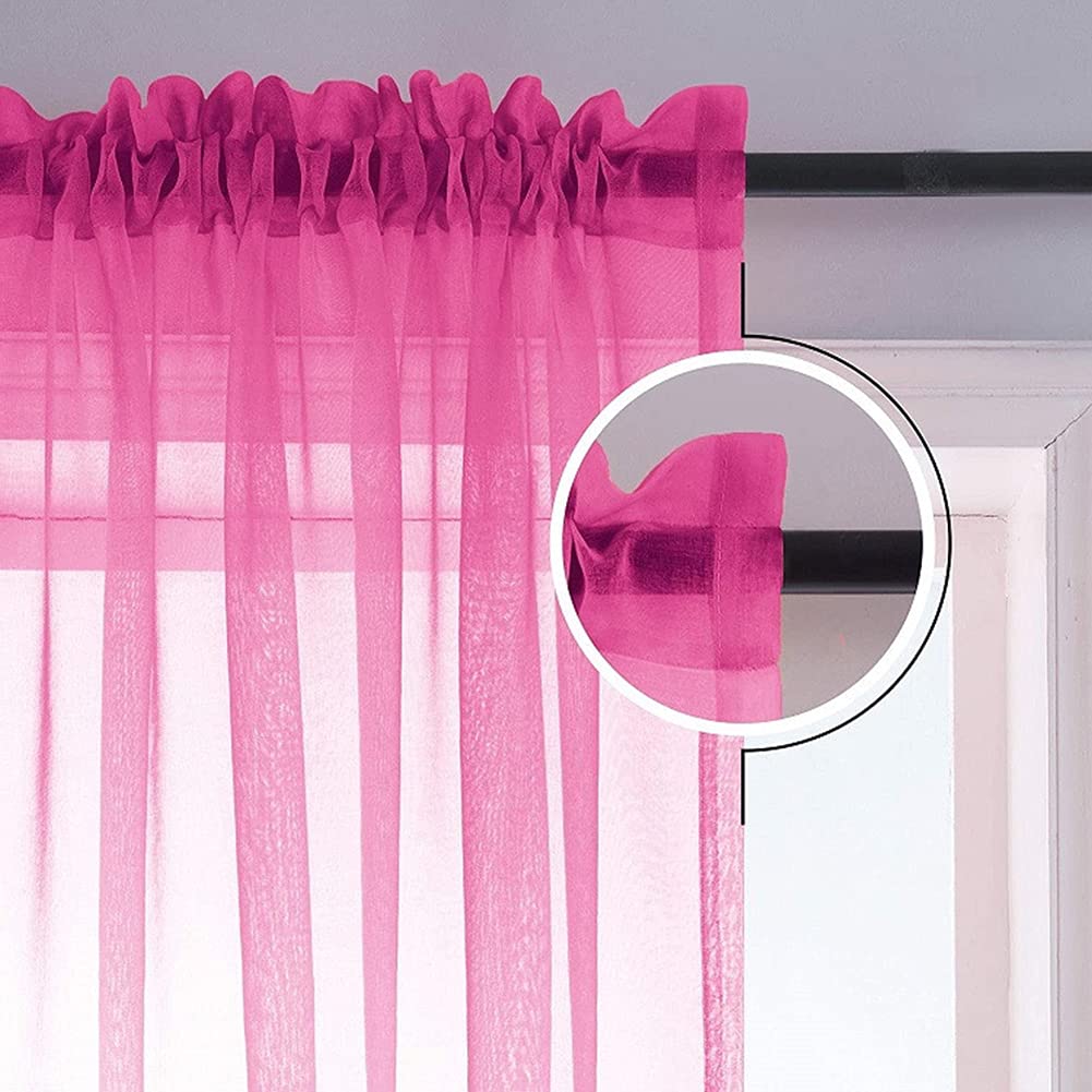 Vorhange Farbverlauf Rosa Lila 2er Set Voile Gardinen Halbtransparent Bunt Vorhänge mit Rod Tasche für Kinderzimmer Wohnzimmer Schlafzimmer,132x243