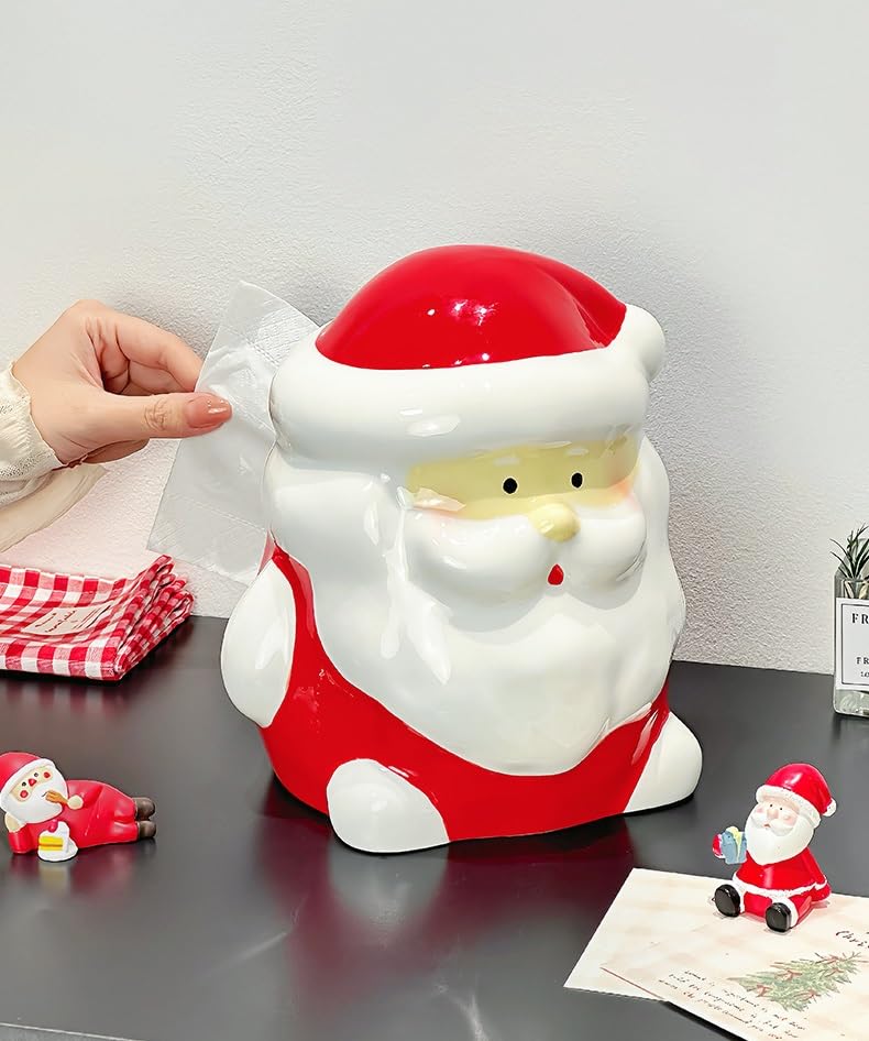 Decoración navideña de mesa y caja de pañuelos de Papá Noel para regalo de hogar 3