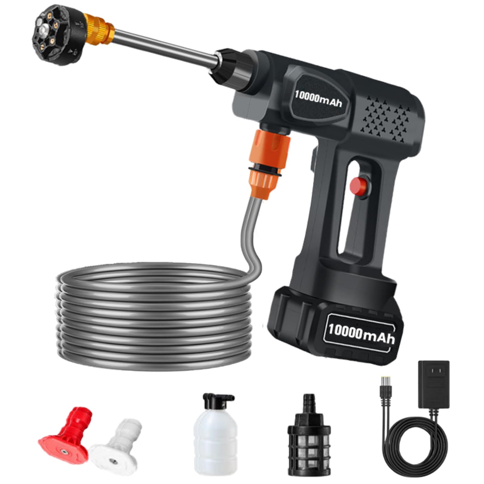 Cordless Pressure Washer 600 PSI - Portable Power Washer with 20000mAh Battery, 6-in-1 Nozzle & 17FT Hose - Ideal for Car Washing, Home & Yard