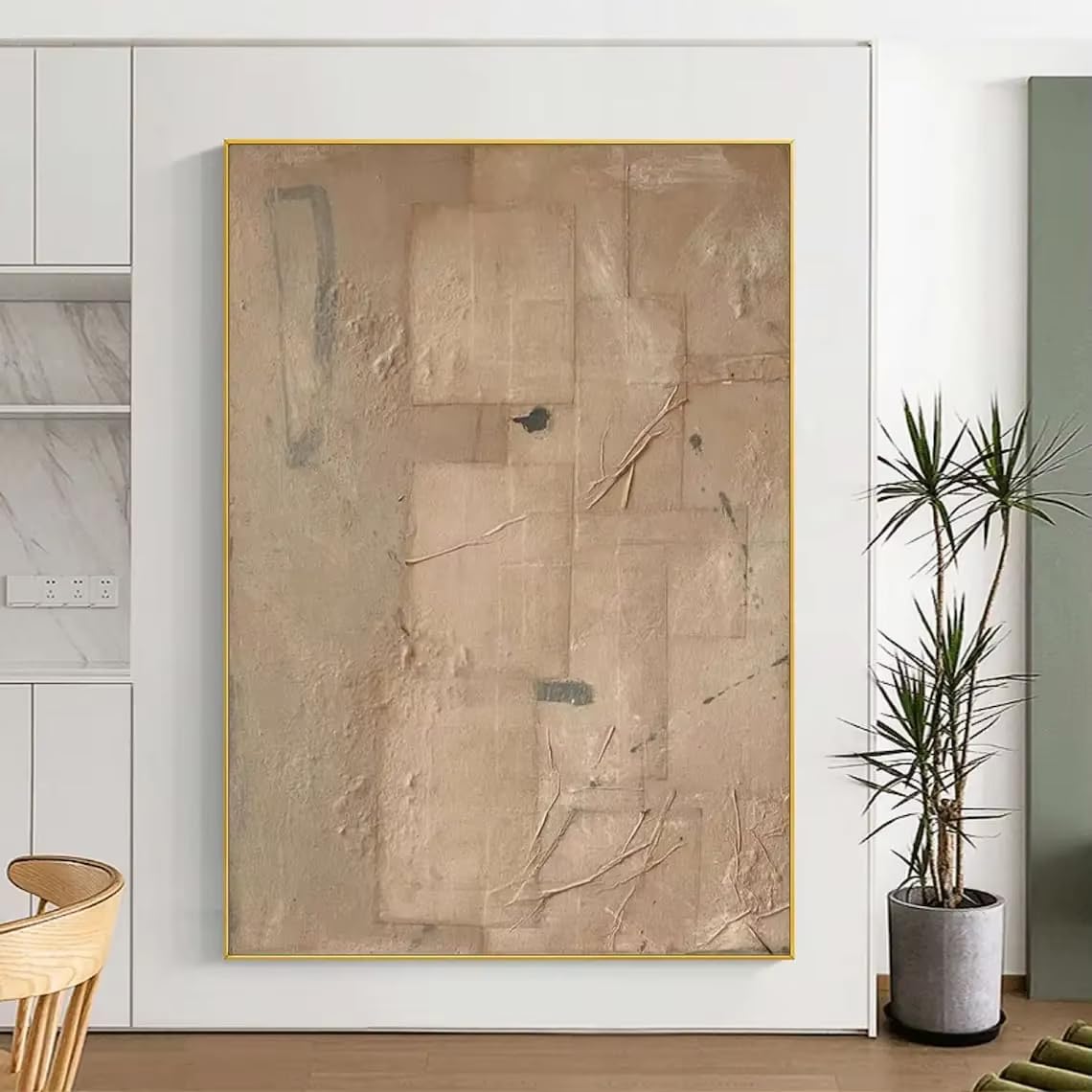 awtrhfc Brown Abstract Painting Modern Orange Wall Art Minimalist Painting Office Wall Decorat(70x90cm(26x35in)/No frame)