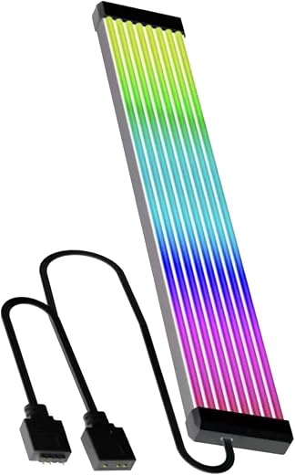 CALANDIS™ ARGB Motherboard Power Extension Cable Soft LED Light Strip Bar for Computer Black 8 Strips | Power Cables &amp; Con