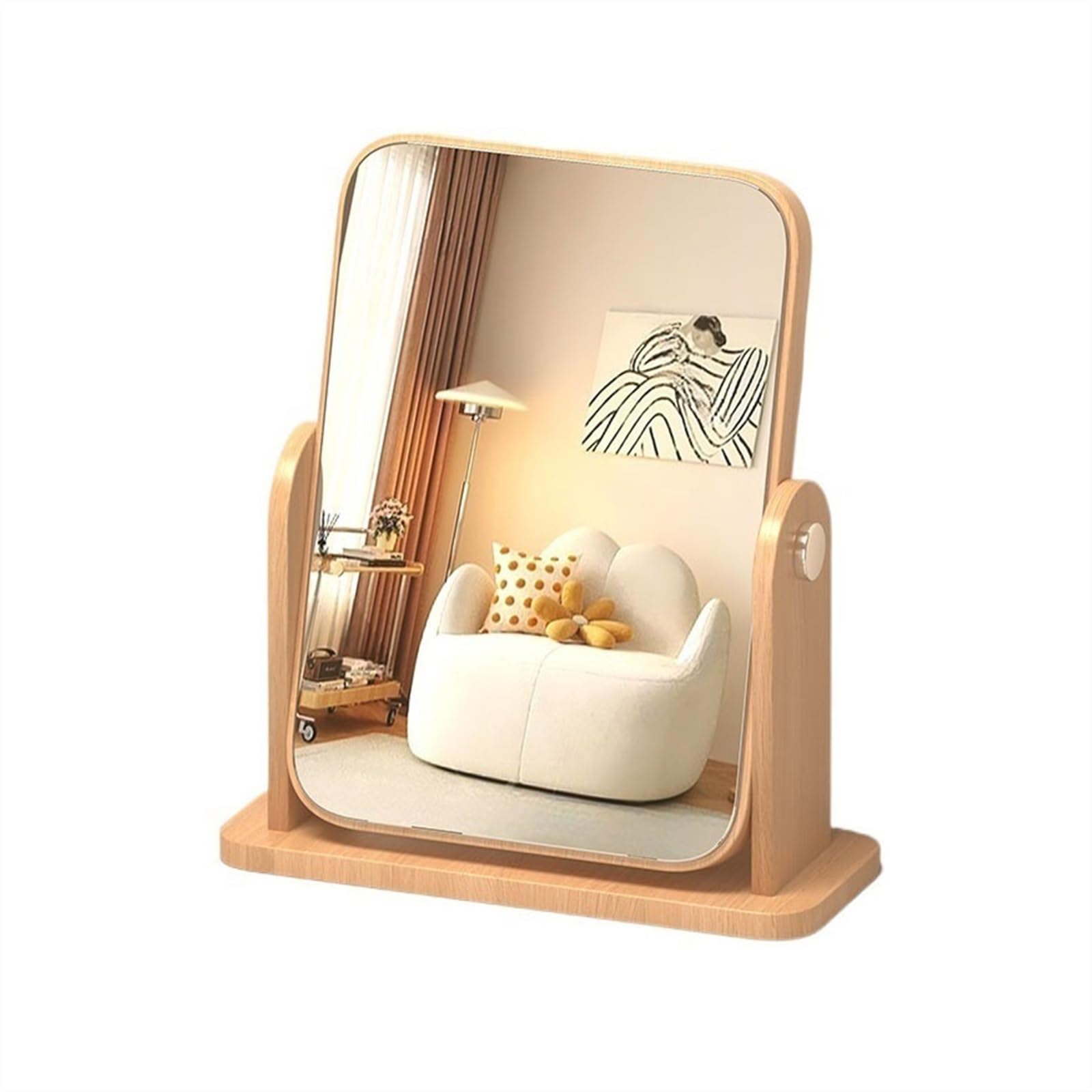 KFGISD, Wooden Swivel Mirror Bedroom Home Dresser Vanity Mirror Tabletop Cosmetic Mirror,Tabletop Mirror(Large)