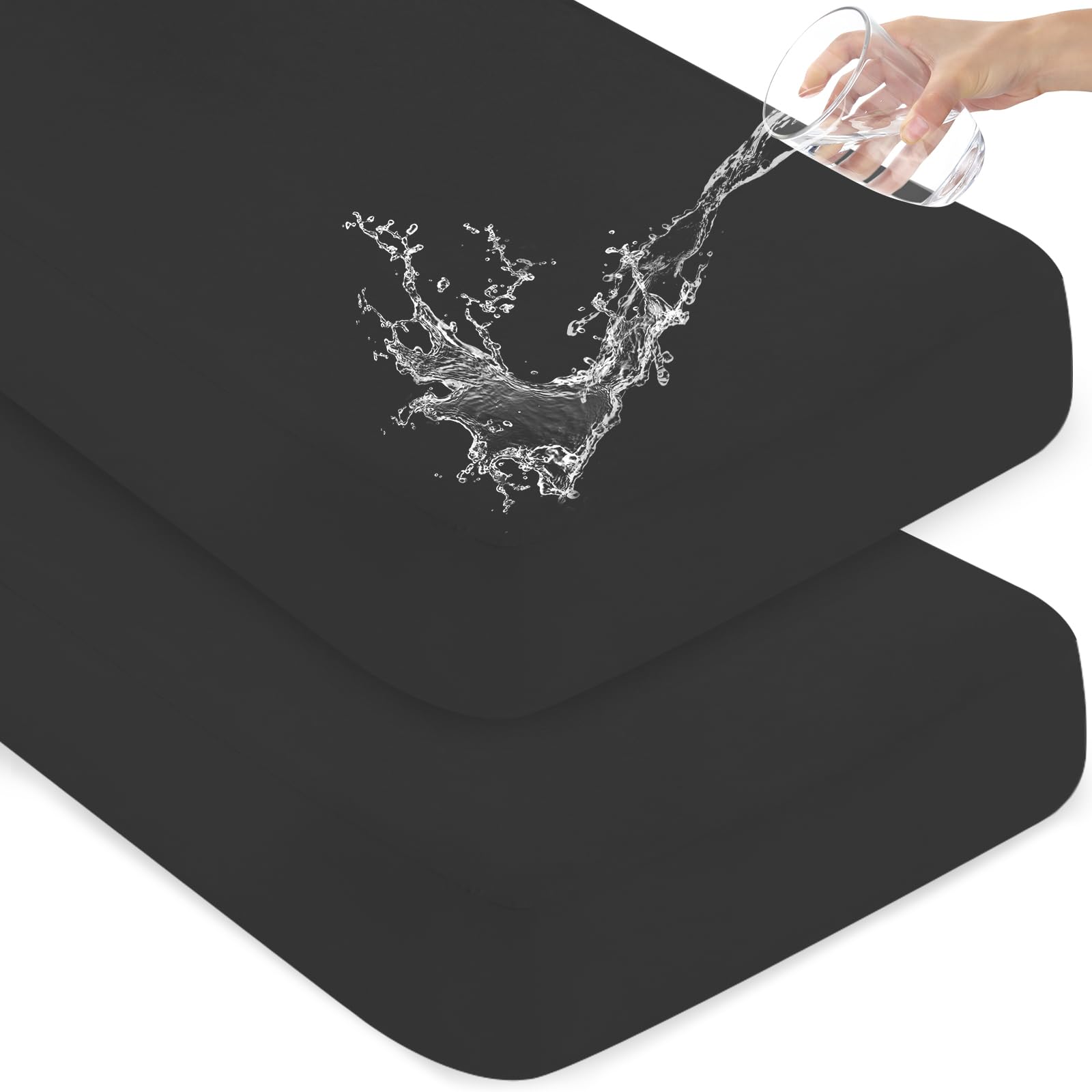Magik & KoverWaterproof Crib Sheets for Boys 2 Pack, Fitted Baby Crib Sheet Neutral 52" x 28" for Standard Crib and Toddler Bed Mattress, Soft and Breathable Kid Toddler Sheets for Boys or Girls, Black