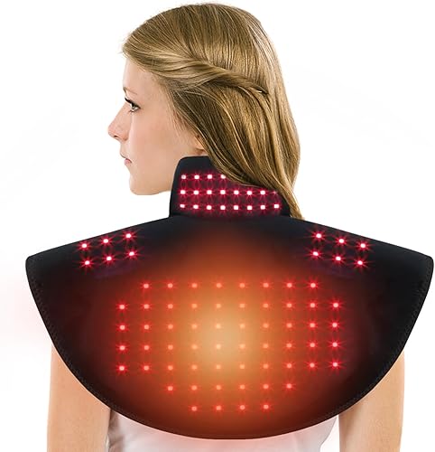 Terapia de luz roja inalámbrica para hombro y cuello, envoltura de terapia de luz roja de 650 nm, envoltura térmica para relajación muscular