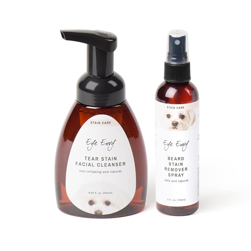 Limpador Facial e Spray Removedor de Manchas de Barba Eye Envy para Cães e Gatos, 250 mL + 120 mL