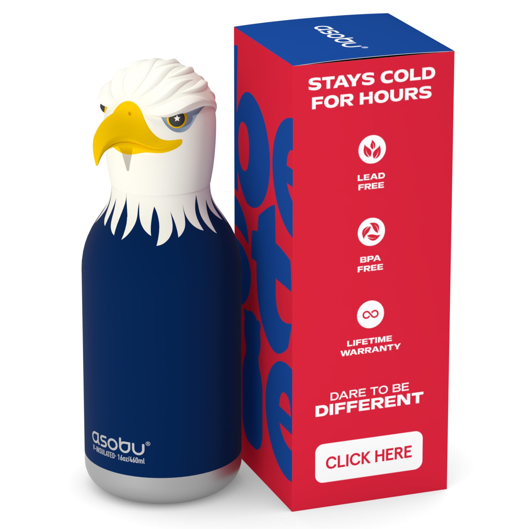 asobu Bestie Eagle Water Bottle, Cute Collectible Character, BPA Free