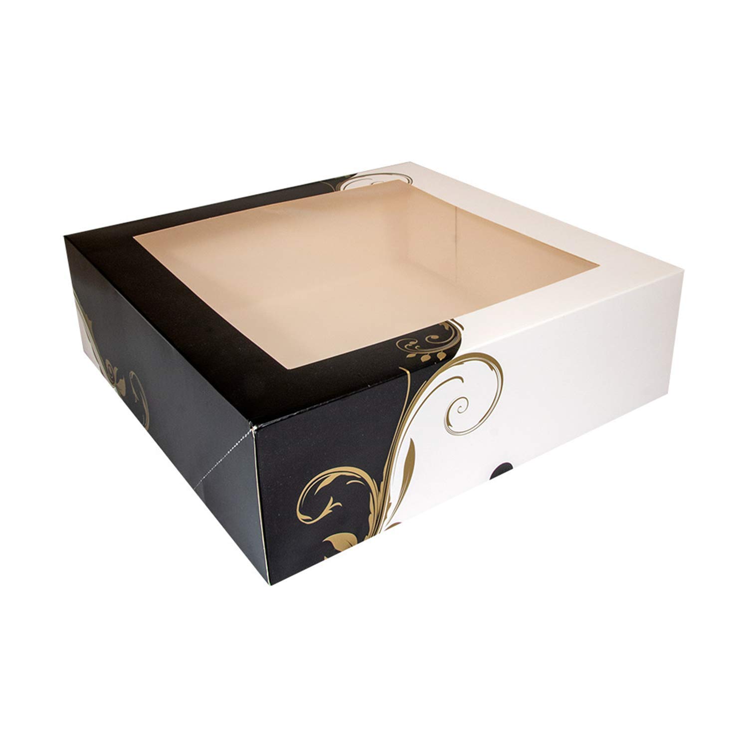 García de Pou 50 Unités - Boîtes Pâtisseries avec Fenêtre Thepack Classic 250 g/m2, 32 x 32 x 10 cm Blanc Carton Ondulé Nano-Micro