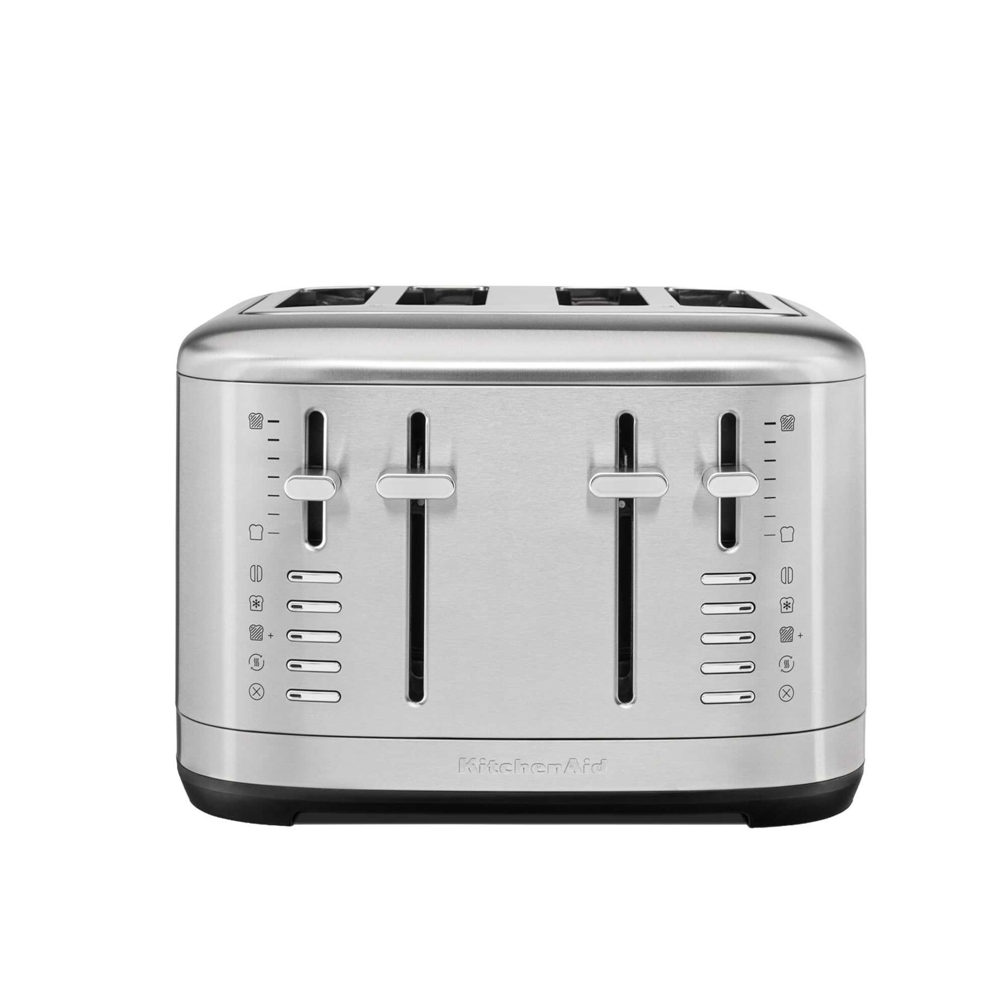 KitchenAid 5KMT4109ESX toster na 4 kromki, obsługa ręczna, 7 poziomów opiekania, bardzo szerokie szczeliny (3,2 cm), w całości metalowa obudowa, funkcja rozmrażania, bajgla i podgrzewania, 1960 W