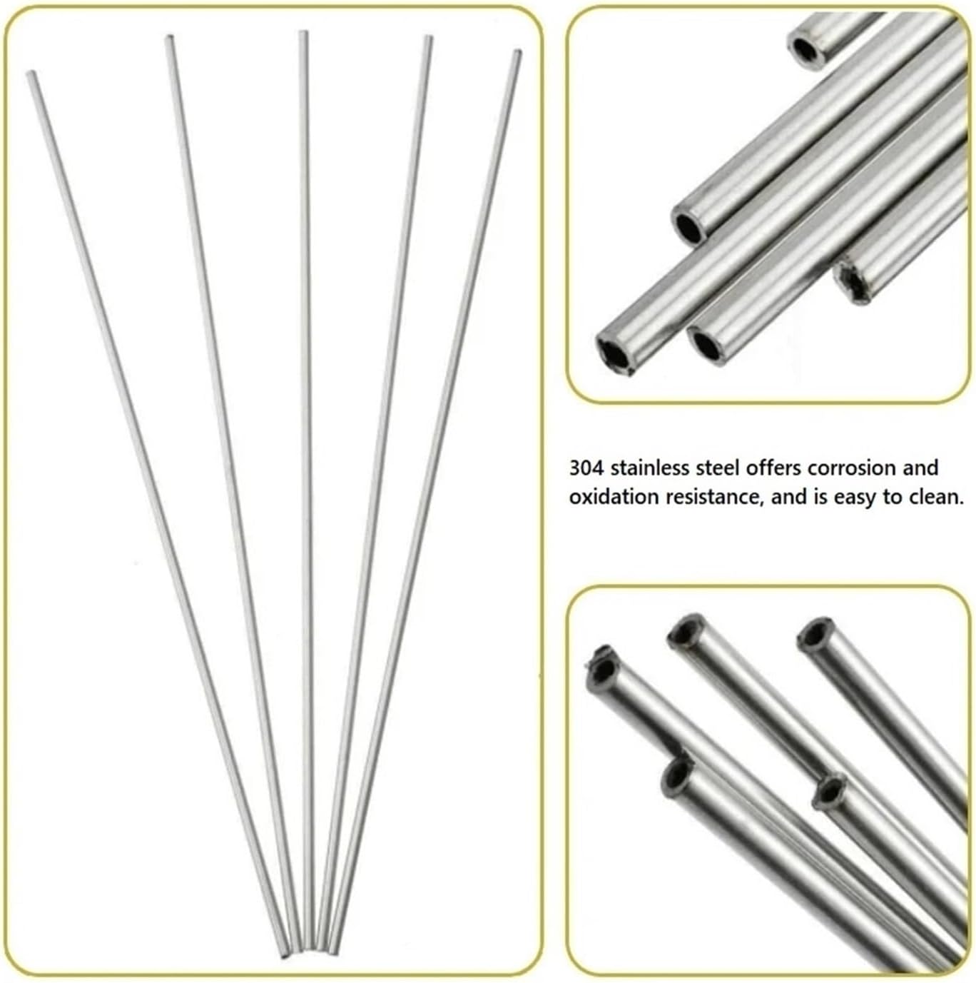 Capillary Tube 304 Stainless Steel, Seamless Round Straight Pipe, 250/500mm Long(500mm-8mmx5mm)