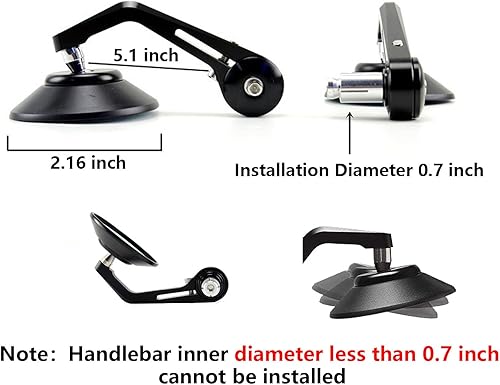 Miniatura 3 de Universal 78 "0.866 in CNC Manija Bar Extremo Lado Espejo Retrovisor Azul Cristal Antideslumbrante para la mayoría de las Motocicletas Honda,