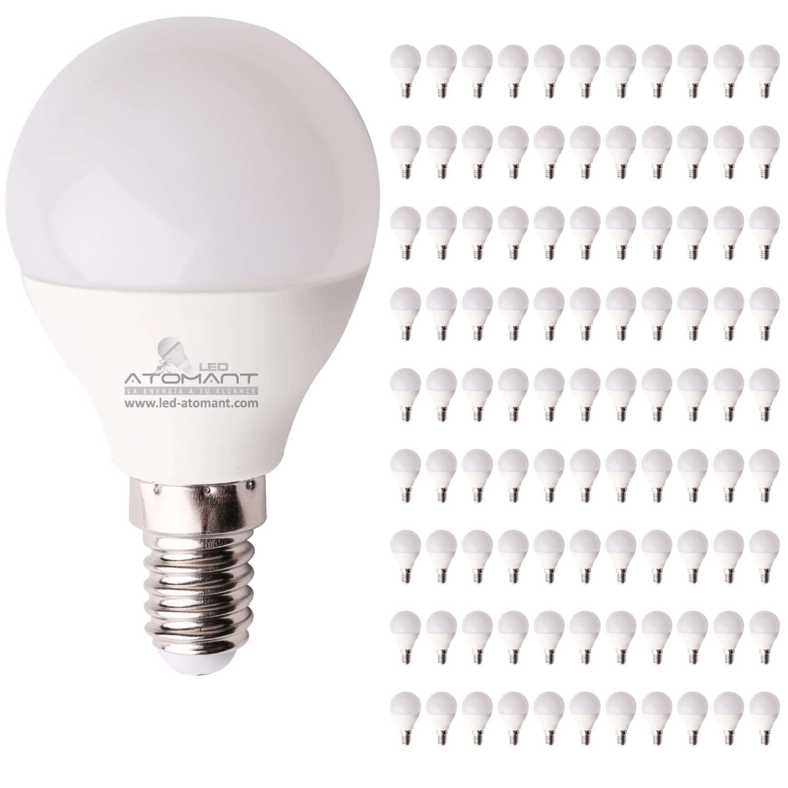 LED ATOMANT 100x Lampadina LED E14 G45 7W Bianco Freddo 630lm | Attacco piccolo