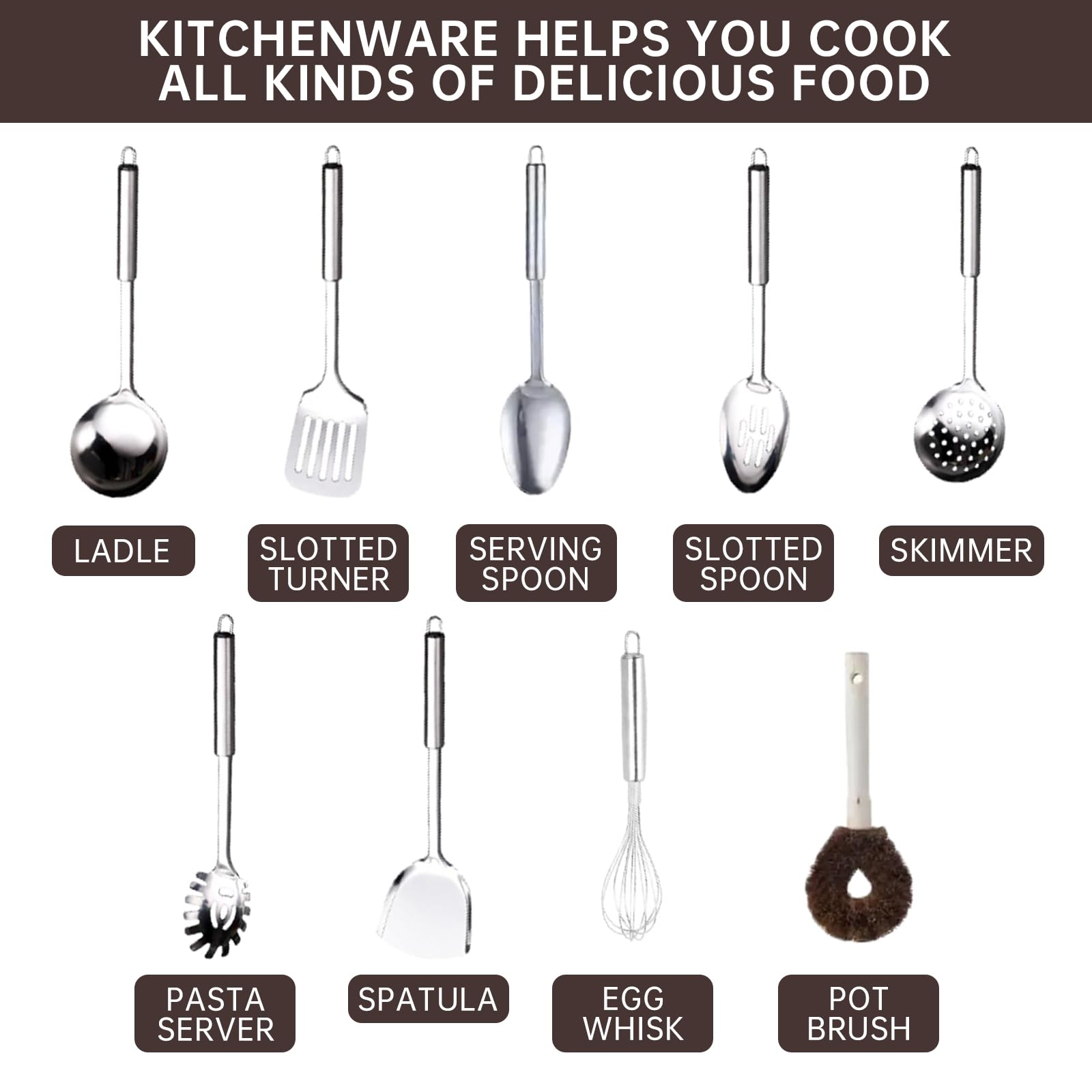 Amercook 9-piece set with lid cast iron pot (11.81 inches), Chinese style pot, flat bottomed cookware. No chemical coating, suitable for various kitchens. (11.81-in(9pc kitchenware))