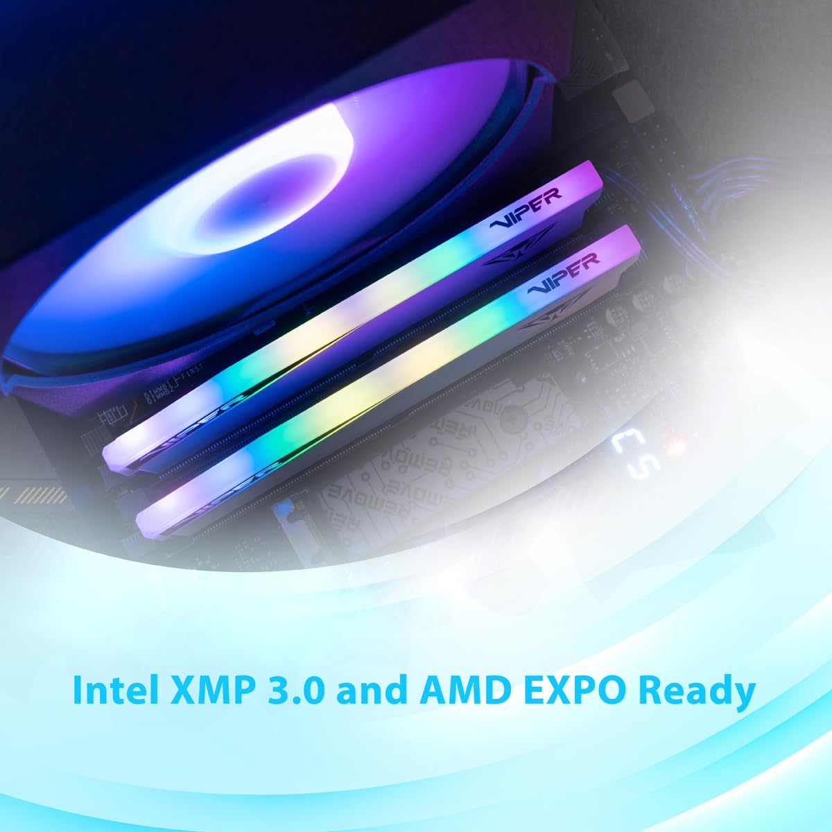 D532GB 6000-42 Elite 5 RGB K2 PAT (PVER532G60C42W) | Napięcie: 1,35 V; Obsługuje Intel XMP i AMD EXPO; Typ modułu: UDIMM.