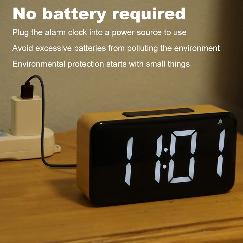 LEERON Alarm Clock, Digital Alarm Clocks for Bedrooms with Big LED