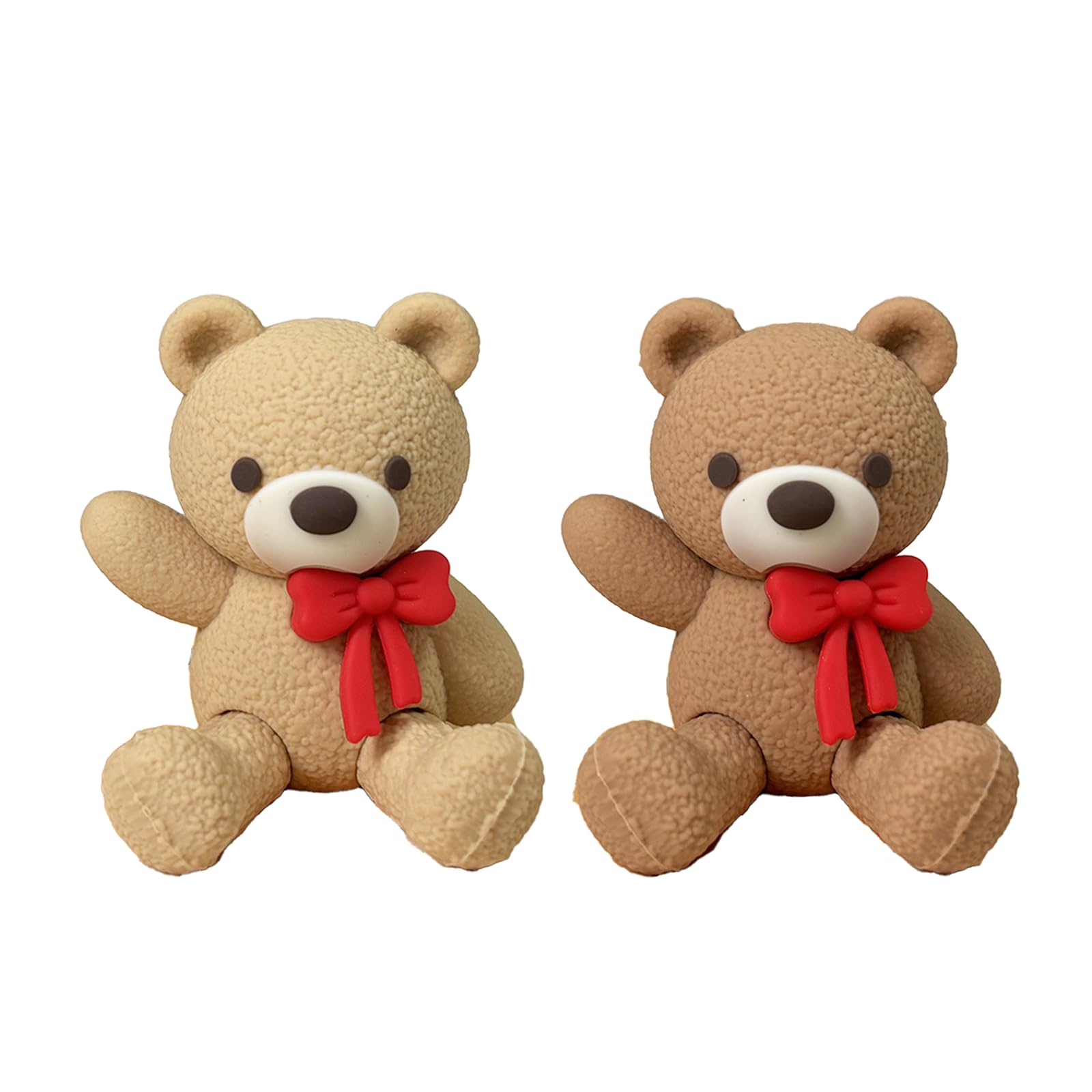 Blessmrich Pack of 2 Teddy Bear Cake Decoration Christening Boy Cake Decoration Girls Cake Decoration Teddy Bear Cake Decoration for Wedding Baby Shower Birthday Party Animals (1)