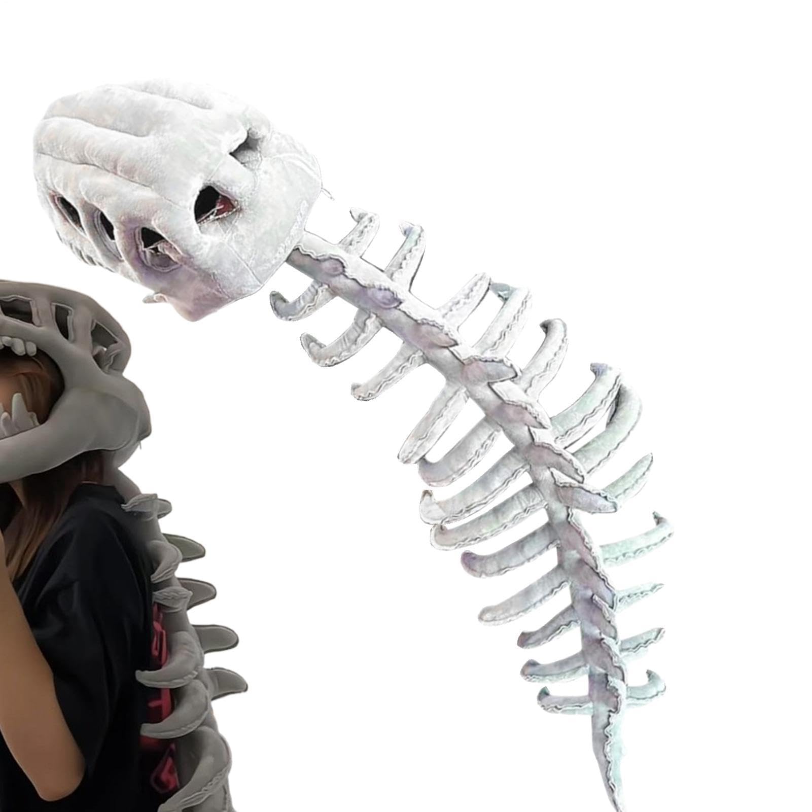 Costume Scheletro Di Dinosauro Realistico Abito Cosplay di Ruolo con | Vestito da Dinosauro Cosplay con Effetto Sonoro per Halloween per Feste Halloween Spettacoli Eventi a Tema