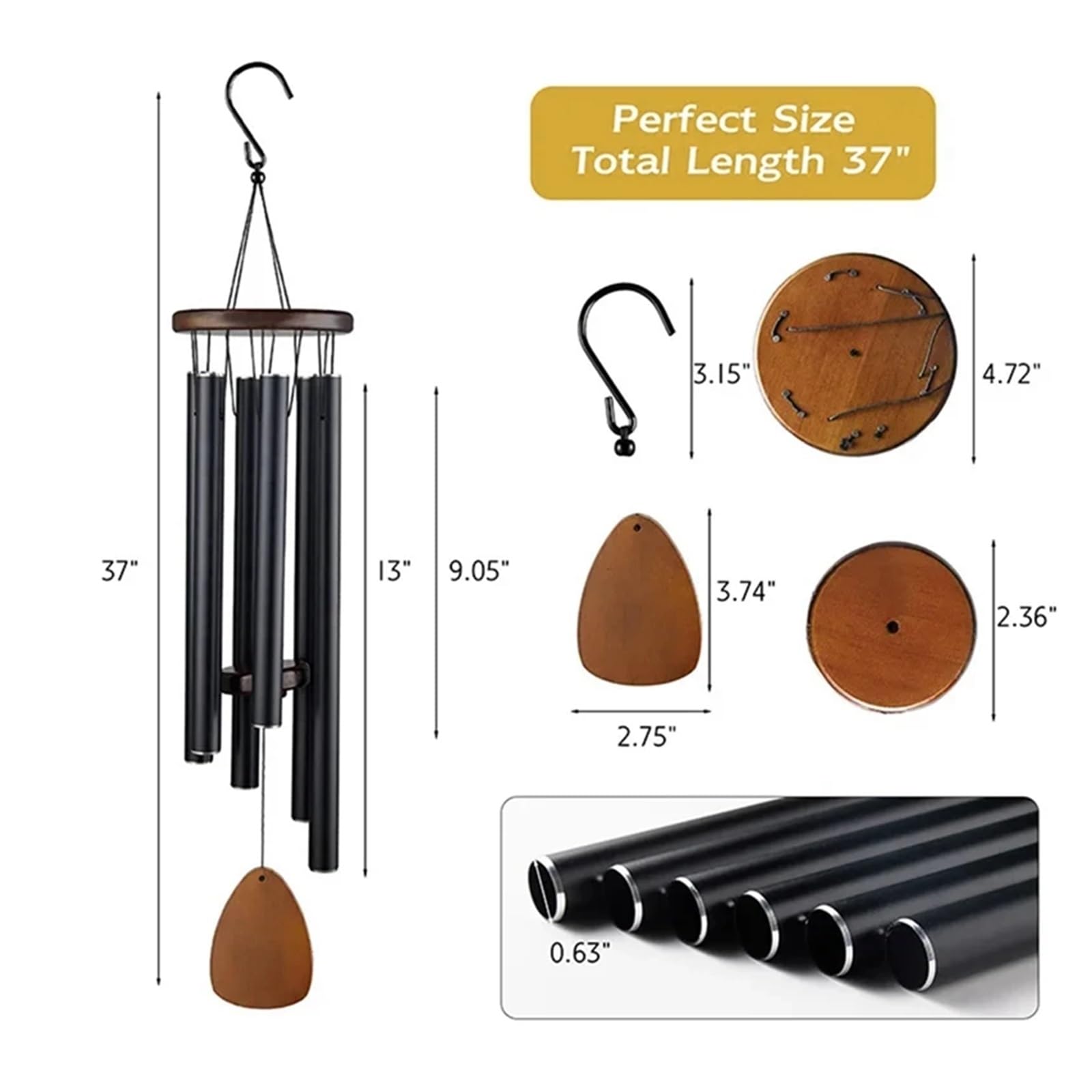 Campane a Vento Campanelli eolici in Metallo e Alluminio, campanelli eolici a 6 aste, Decorazioni for la casa, Artigianato, Giardino Esterno, Patio(Blue)