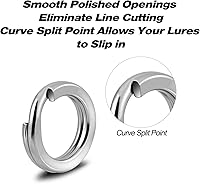 Vista 2 de Alwonder Paquete de 100 anillos divididos de pesca de acero inoxidable, anillo de pesca de 9 a 400 libras, anillo de pesca de alambre resistente
