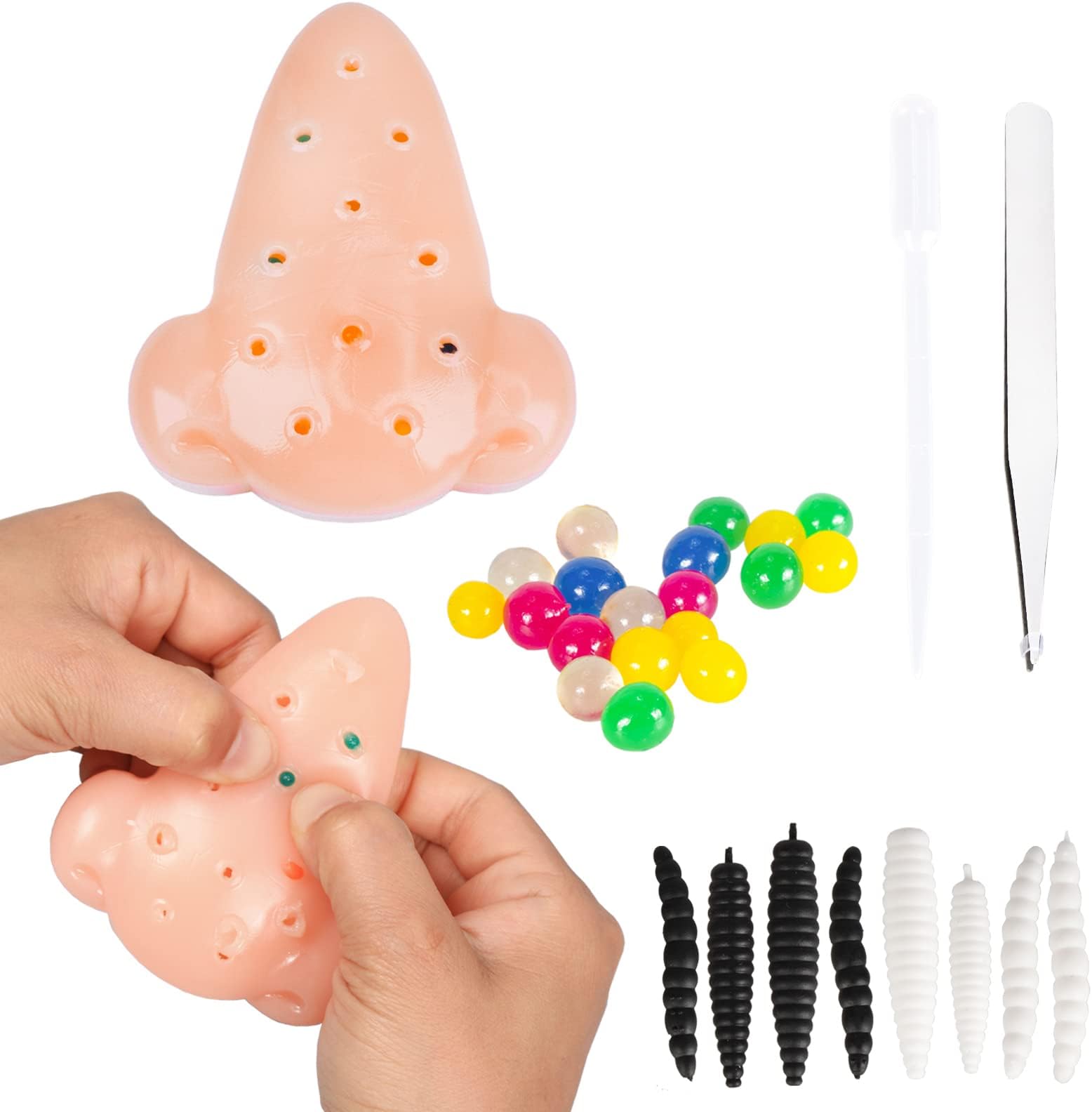 Funny Pimple Popping Stress Relief Toy Set Squeeze Out Blackheads in Nose to Relieve Stress Novelty Toys Gifts