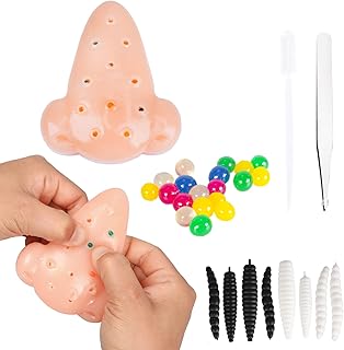 Funny Pimple Popping Stress Relief Toy Set Squeeze Out Blackheads in Nose to Relieve Stress Novelty Toys Gifts (A)