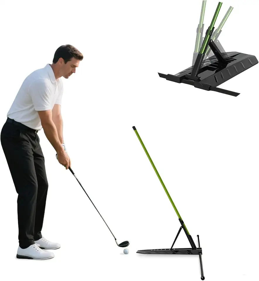 Golf Alignment Stick Holder, Golf Training Aid Teaching Equipment for Aiming, for Putting, Aiming, Full Swing Trainer, Posture Corrector, Golf Swing Trainer with Metal Sticks product image
