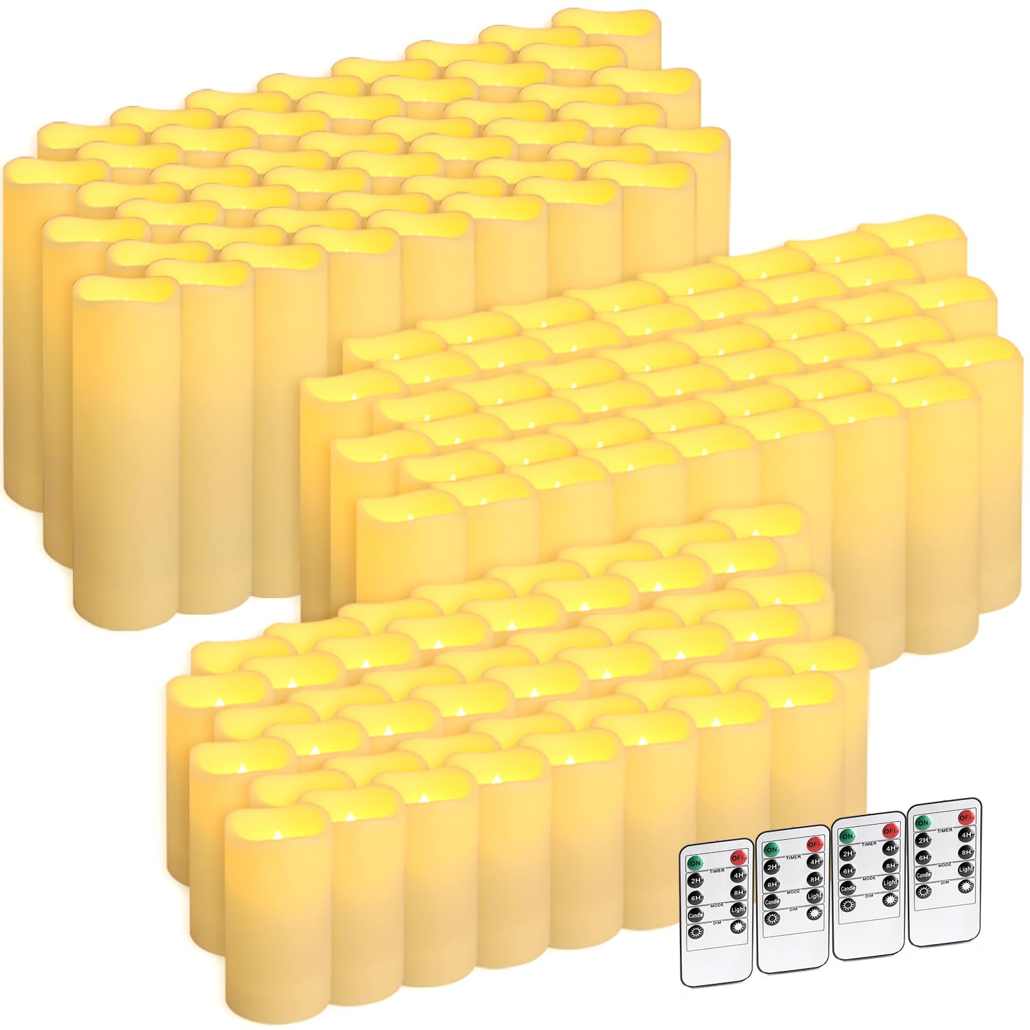 144-Pack LED Flameless Candles with Remote Control - Battery Operated Timer Dimmable 3D Flame Flickering Perfect for Halloween
