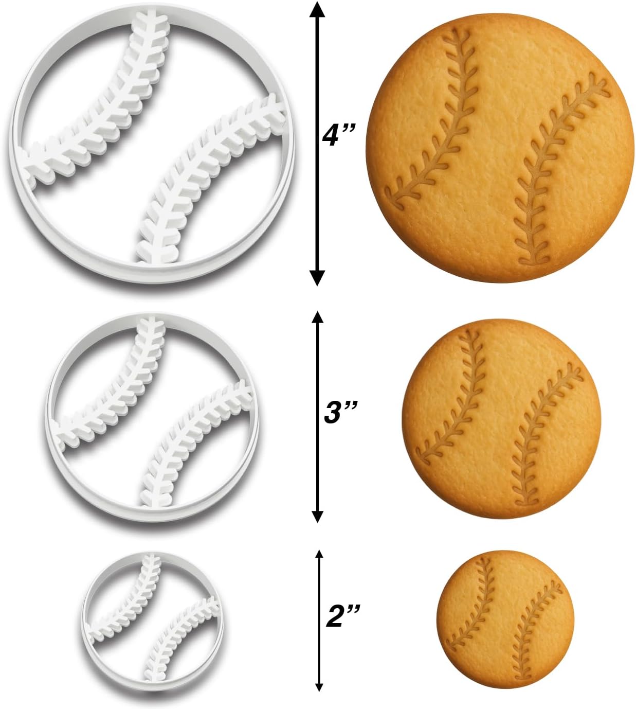 Baseball Cookie Cutters Trio (4", 3", 2") - Ideal for Sports-Themed Baking, Ballpark Celebrations, and Everyone's Parties (Random Colors) image 3