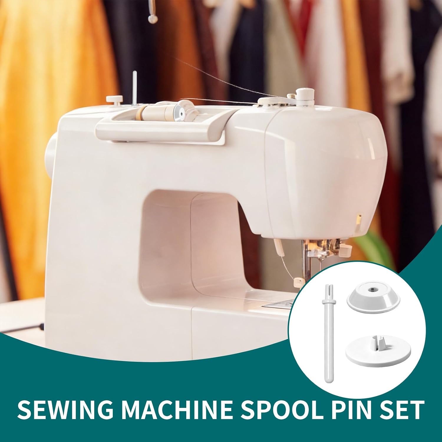 6 Pcs Spool Pin and Cap Set Sewing Machine | Replacement Parts with Small Large Spool Covers Vertical Thread Holder Compatible with Janome Singer Viking