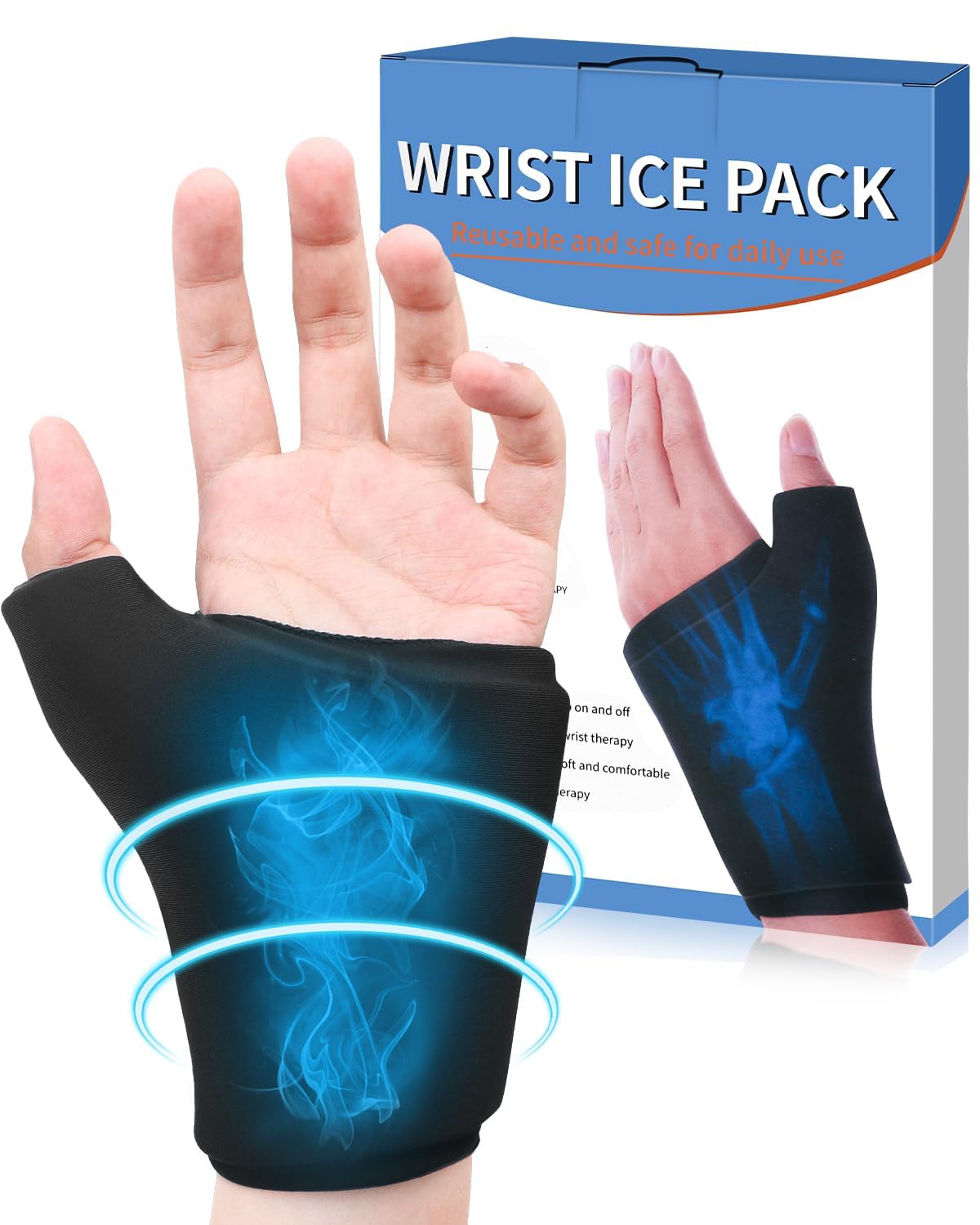 LBOYLOVE® Wrist Ice Pack, Reusable Gel Ice Pack for Wrist, 360° Coverage Hot & Cold Therapy for Injuries, Carpal Tunnel, Arthritis, Tendinitis, De Quervain's Tenosynovitis, Swelling & Bruises