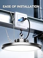 Vista 4 de UFO - Luz LED de alta bahía de 150 W, 5000 K, 21000 lúmenes, luz diurna con enchufe, luces UFO de alta bahía para garaje, almacén, taller, fábrica