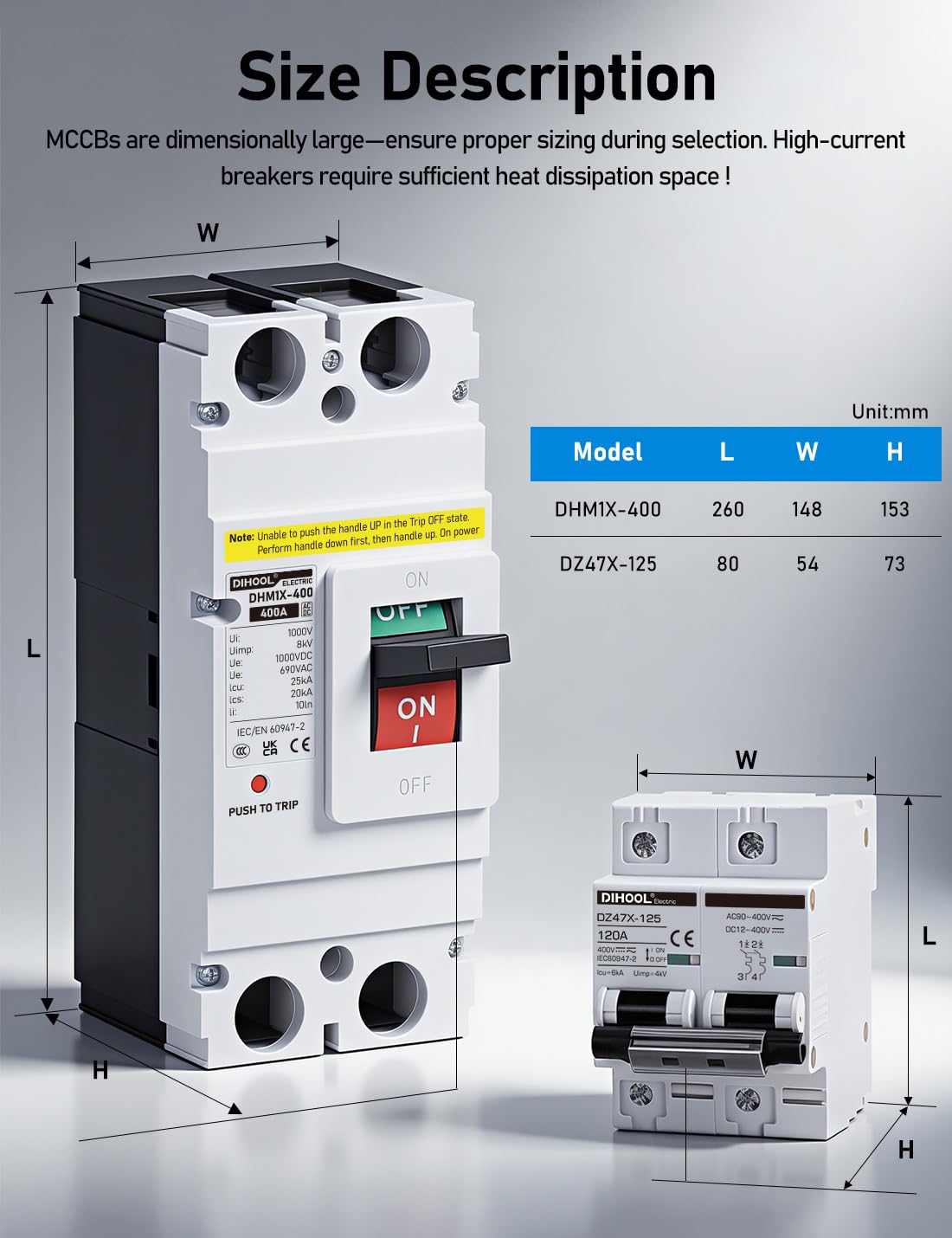 DIHOOL Heavy Duty Battery Disconnect Switch, 400 Amp DC Circuit Breaker for Boat Trolling Motor Marine,Solar System, UPS