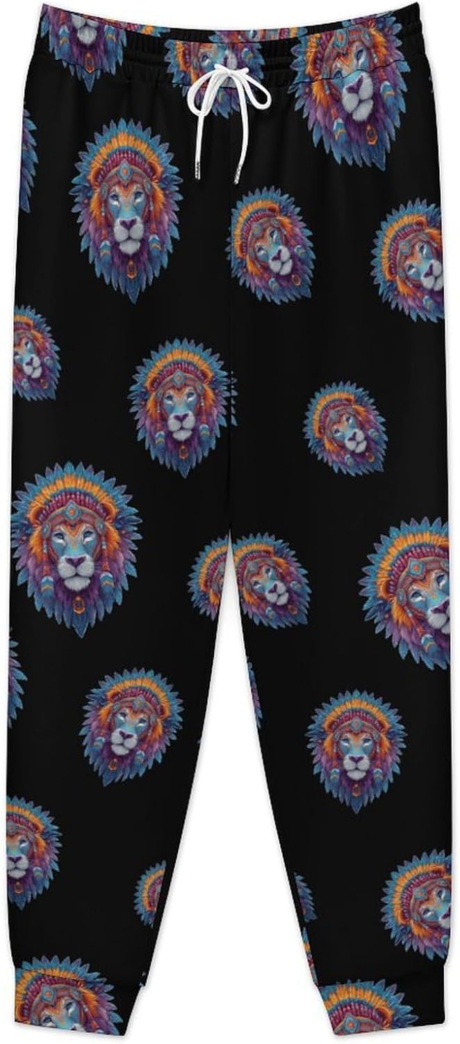 Lion Indian Headdress Casual Men's Sweatpants Lounge Pant 4X-Large