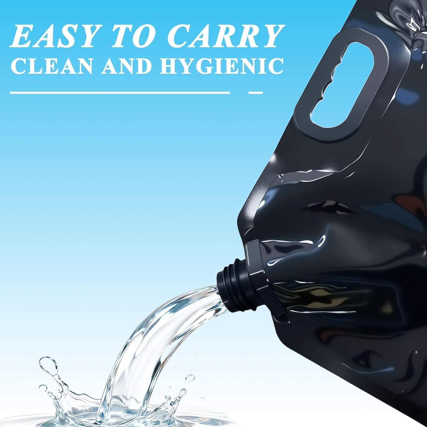 Collapsible Water Container 2 Pack 2 Gallon (8L Each), Foldable Water Storage Bags with Spigot, BPA Free Portable Water Tank for Camping, Emergency Supply, RV, Hiking (Black)
