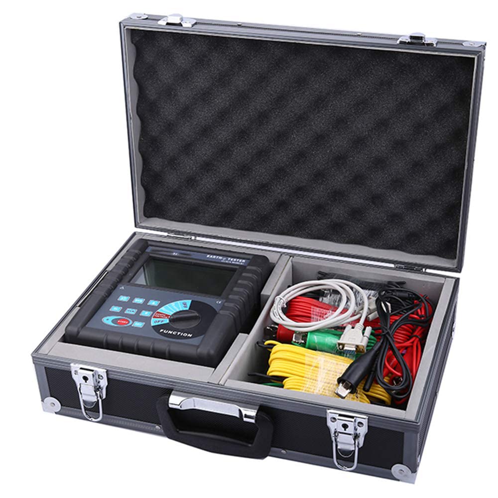 Digital Ground Resistance Tester Soil Resistivity Tester Meter with 0.00Ω to 30.00KΩ 0.00ΩM to 9000KΩM Wide Range Data Storage 300 Groups LCD Display
