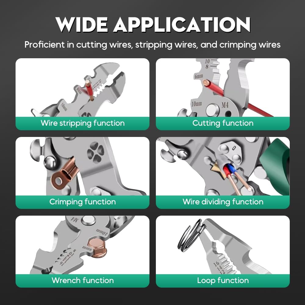 18 In 1 Foldable Wire Stripper,Multifunctional Foldable Wire Stripper Electrical Pliers,For Cutting And Pulling Wires Cable Scissors (A)
