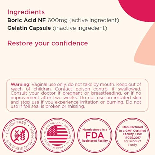 Miniatura 3 de BoriCap - Supositorios de ácido bórico para mujeres - 600 mg - Salud vaginal, equilibrio de pH, picazón y olor - Natural - Cuidado femenino - por