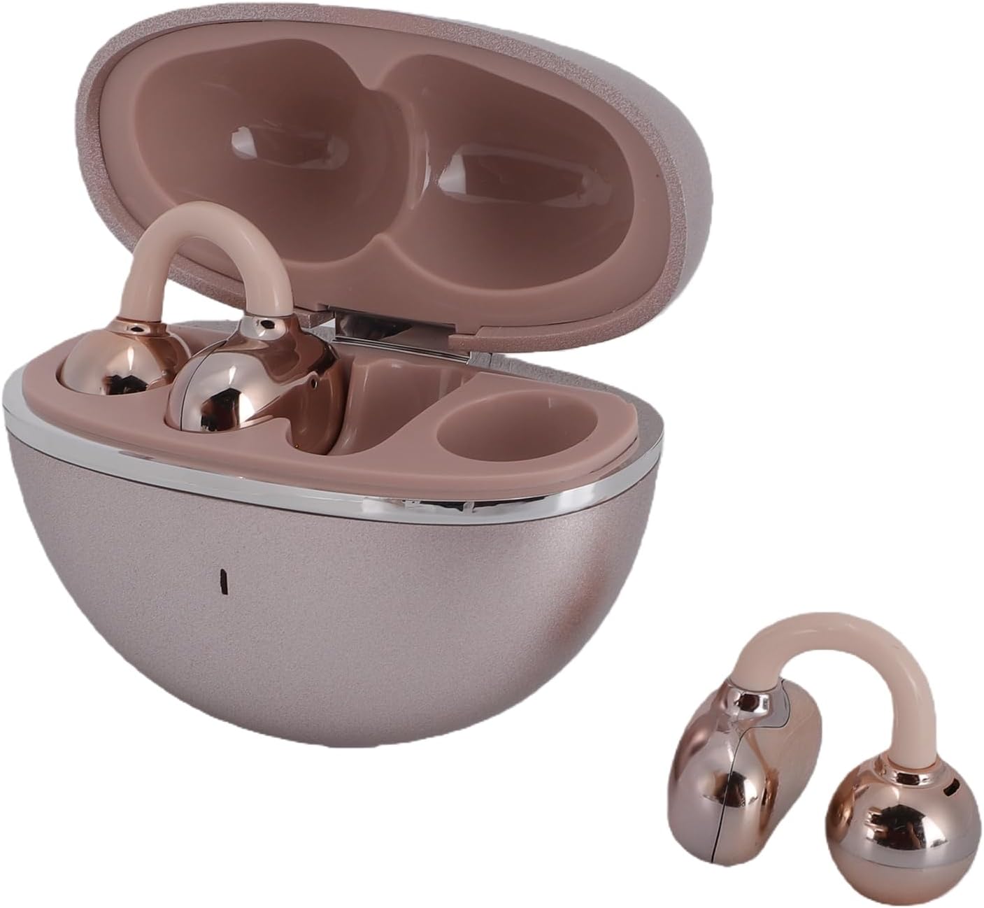 RiToEasysports Clip On Earbuds, Wireless BT Headphones (Rose Gold)