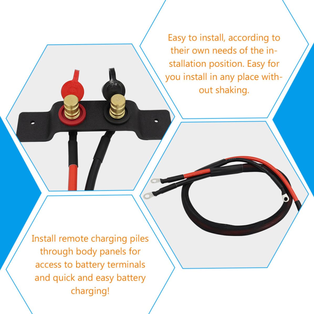OSALADI Câble de Démarrage Batterie Étanche Haute Tension pour Véhicule Tout- Connecteur Rapide Accessoire Utv Atv Compatible Modèle 2 et 4 Places Kit Extension Terminal Batterie Robuste