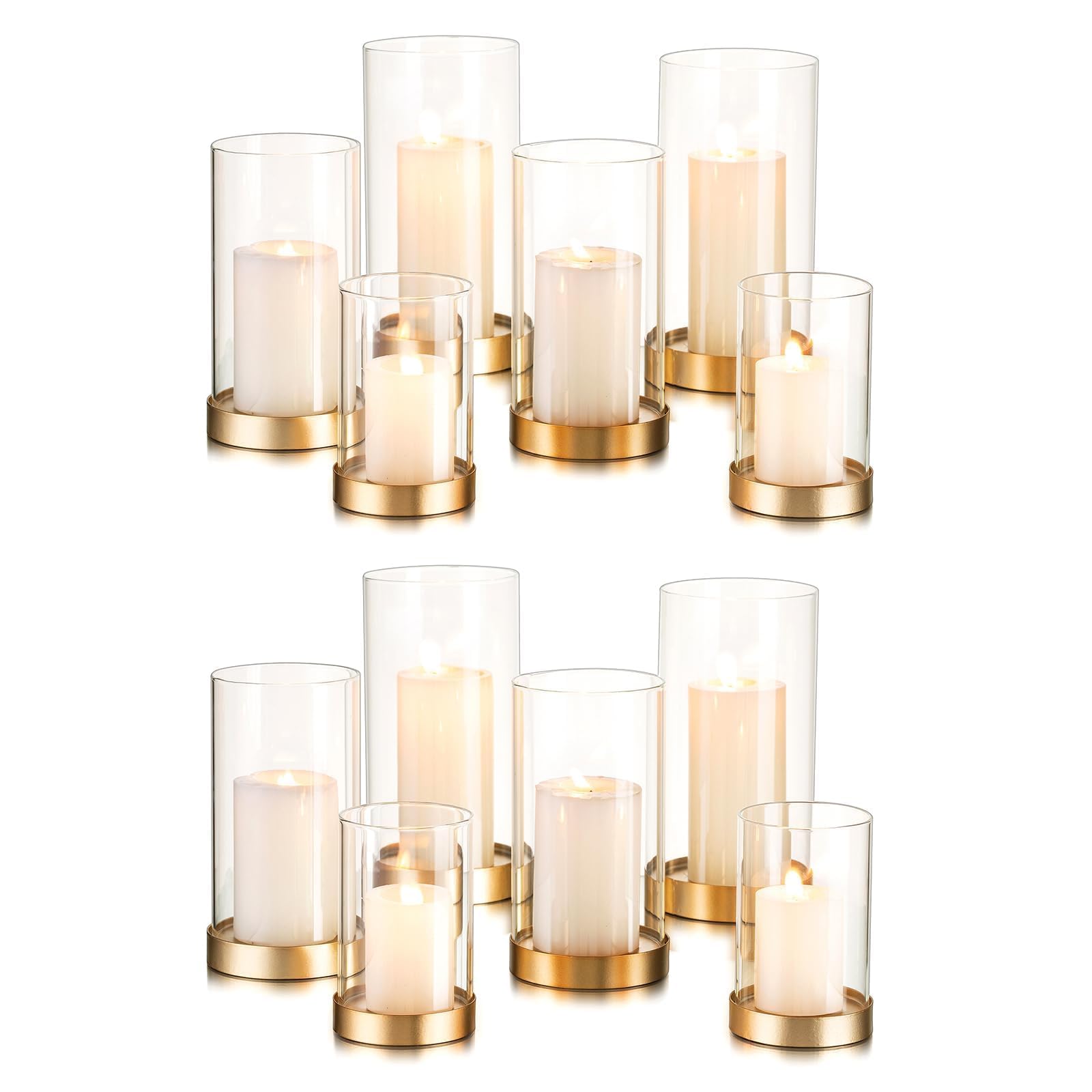 Photo 1 of Hewory Hurricane Candle Holders - 12 Piece Set, Gold
