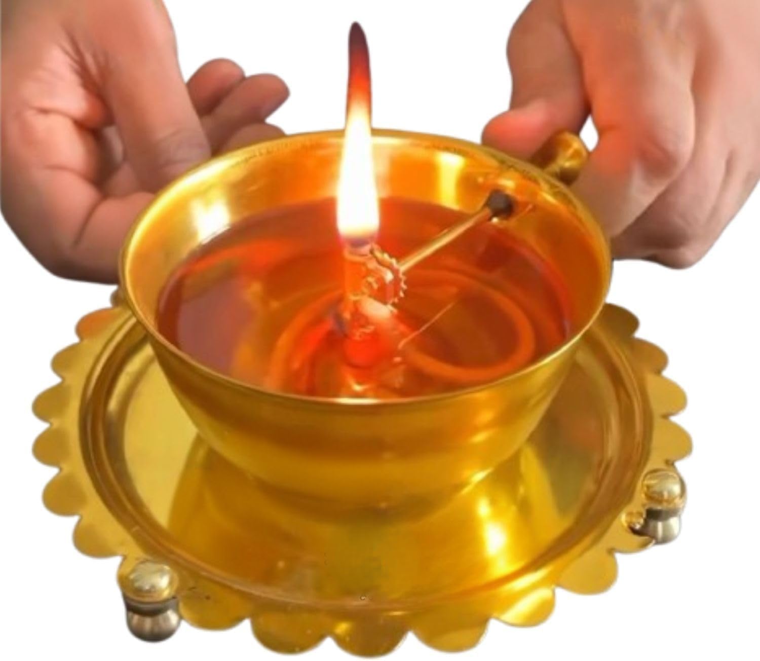 RSGM Traditional Brass Akhand Diya with Adjustable Wick – Perfect for Aarti, Puja, Meditation & Temples (Medium Size)